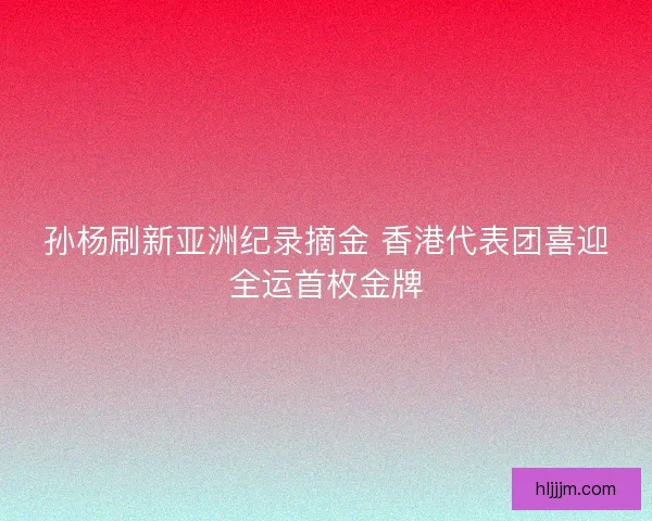 孙杨刷新亚洲纪录摘金 香港代表团喜迎全运首枚金牌